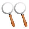 2Pcs Stainless Steel Cup Rim Brulee Ring Heat-Resistant Wooden Handle for Milk Tea Baking Cooking
