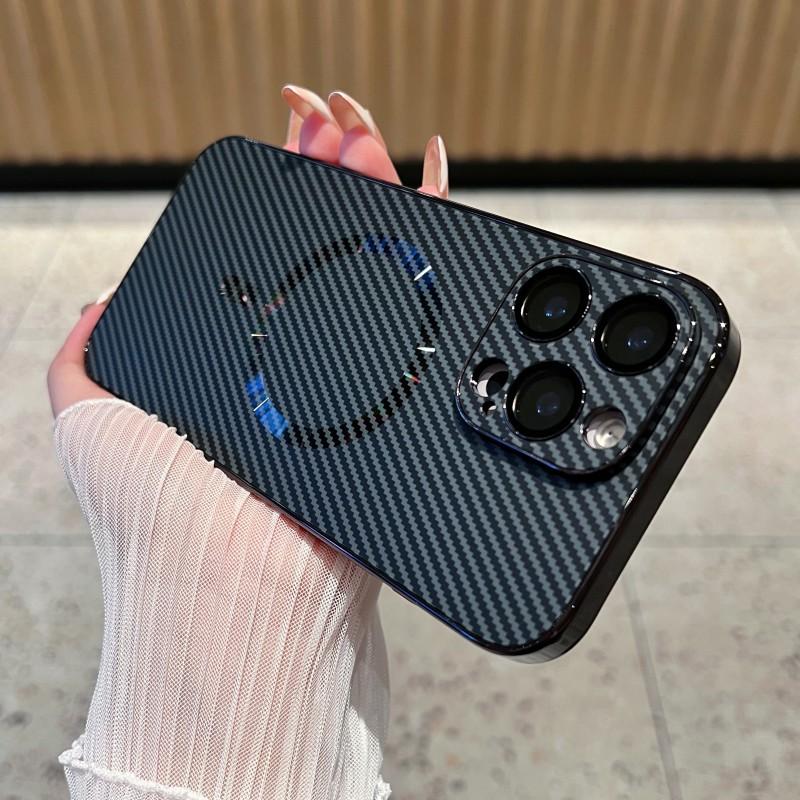 Carbon Fiber Magnetic Charging Phone Case IPhone 16 Pro Max Shockproof Protective Cover