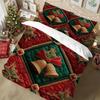 LIFESMELLS 2/3pcs Christmas Bedspread Set - Red/Green/ Holly & Bells Bedding Set, Zippered Winter Comforter Cover
