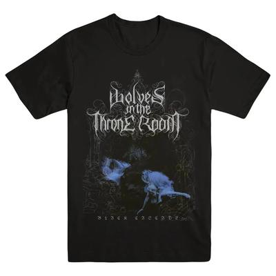 Unisex Short Sleeve Crew Neck Cotton T Shirt Wolves In The Throne Room Black Cascade