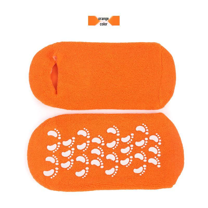 Silicone Gel Cotton Yarn Foot Whitening Socks with Adhesive Grip Strips