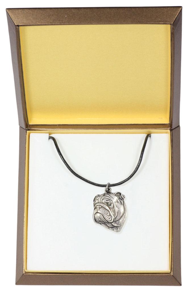 

Bulldog, English Bulldog, British Bulldog I - Dog necklace in gift box, silver-plated locket for dog fan, striking pendant by Art-Dog brand срібний