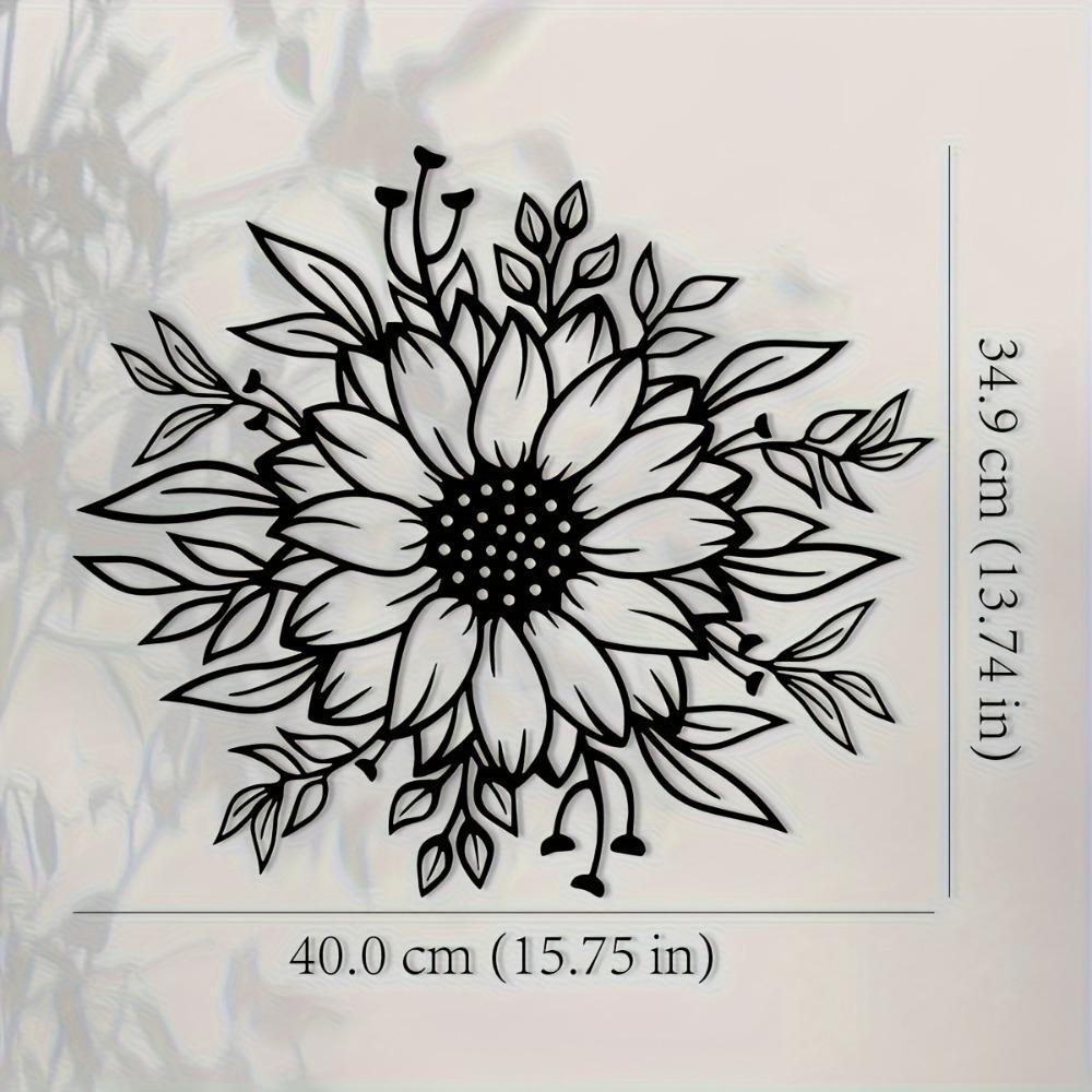 

Black Metal Sunflower Wall Art 15.74x13.74 Inch, Iron Sculpture for Home Patio Balcony Decor, Housewarming Wedding Easter Christmas Gift