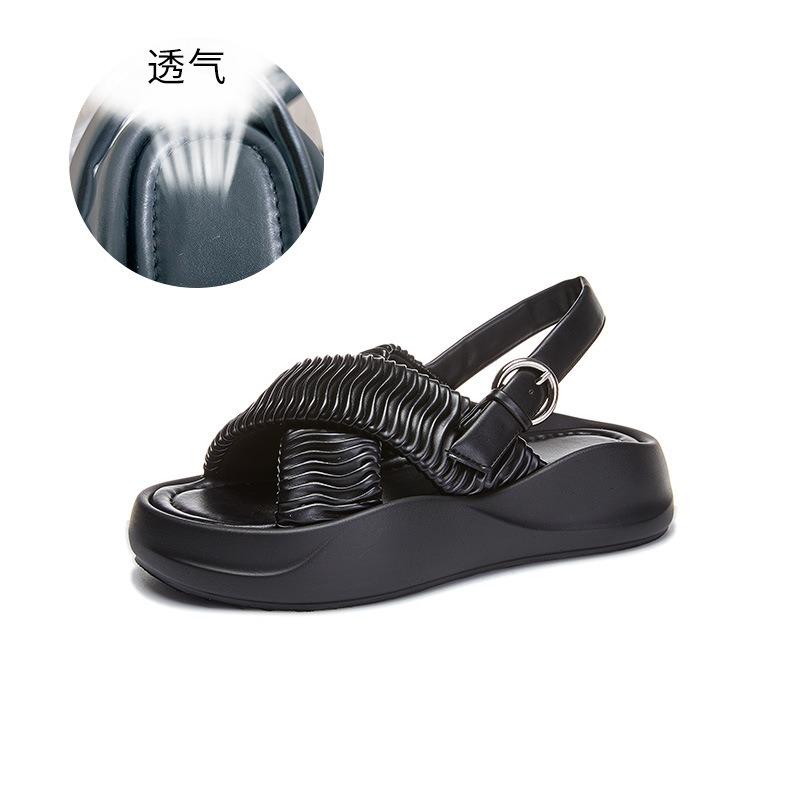 Summer new platform cross sandals women's casual buckle sandals fashionable versatile outer women's shoes