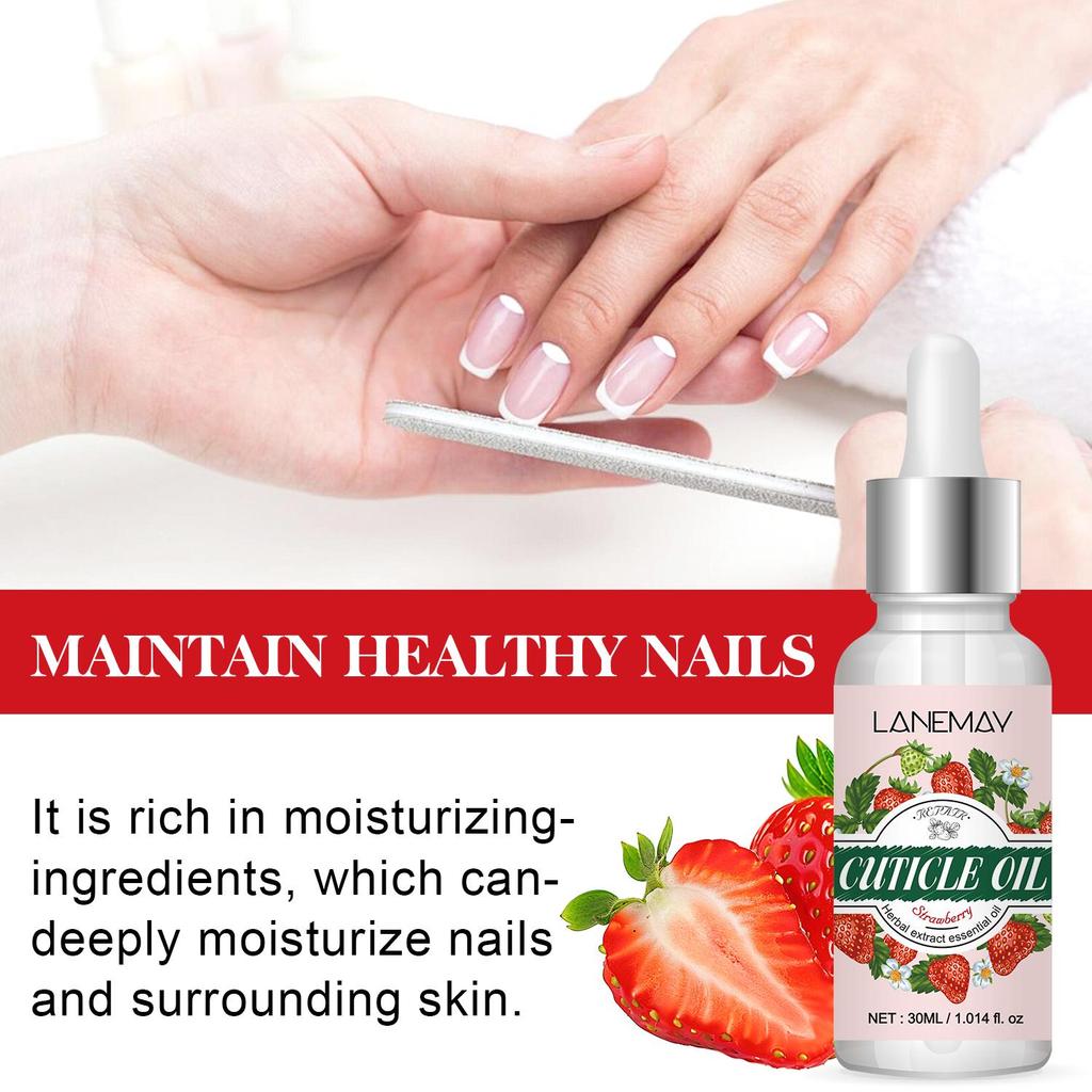 Strawberry Cuticle Oil-Softening And Deeply Moisturizing-Herbal Extract Essential Oil-Preventing Nail Cracking, 30ml