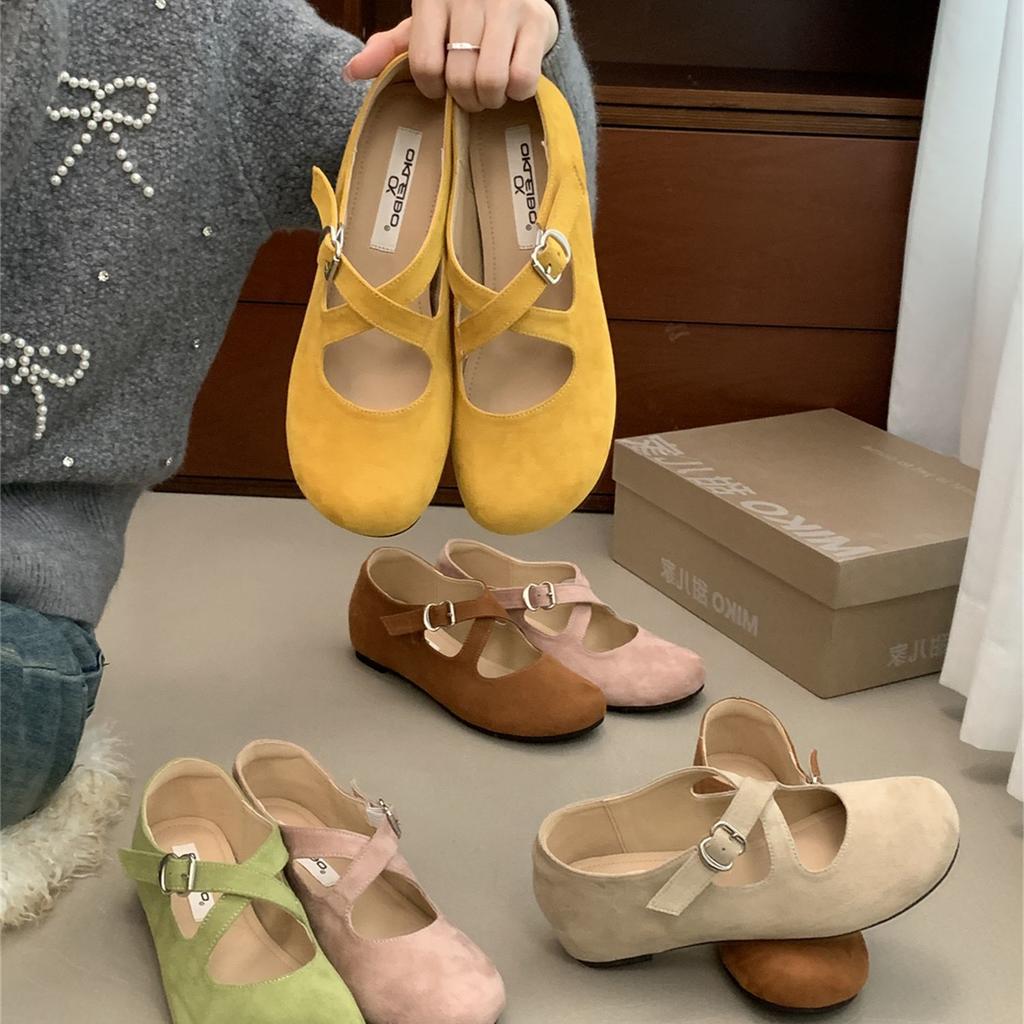 Platform Sole Retro Pink Round Head Single Shoes Women's Shoes 2025 New Casual Cross Belt Fashion Cross Belt Mary Jane Shoes