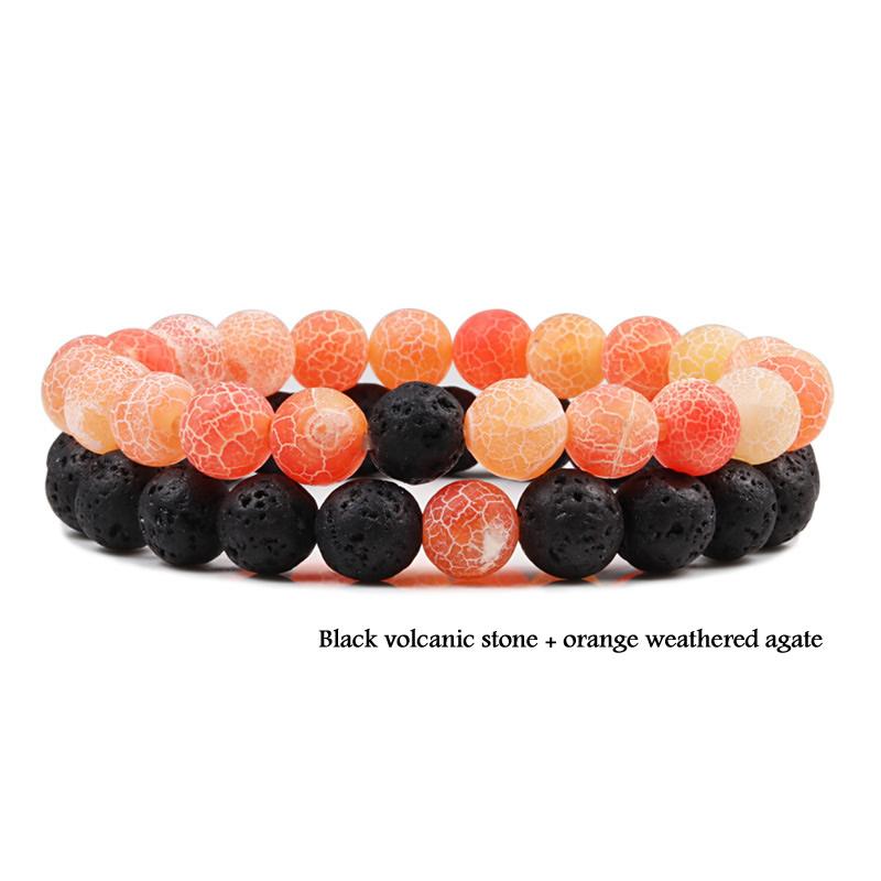 2 pieces/set of natural stone bracelet couple classic black matte blue malachite bracelet, suitable for men and women best gift