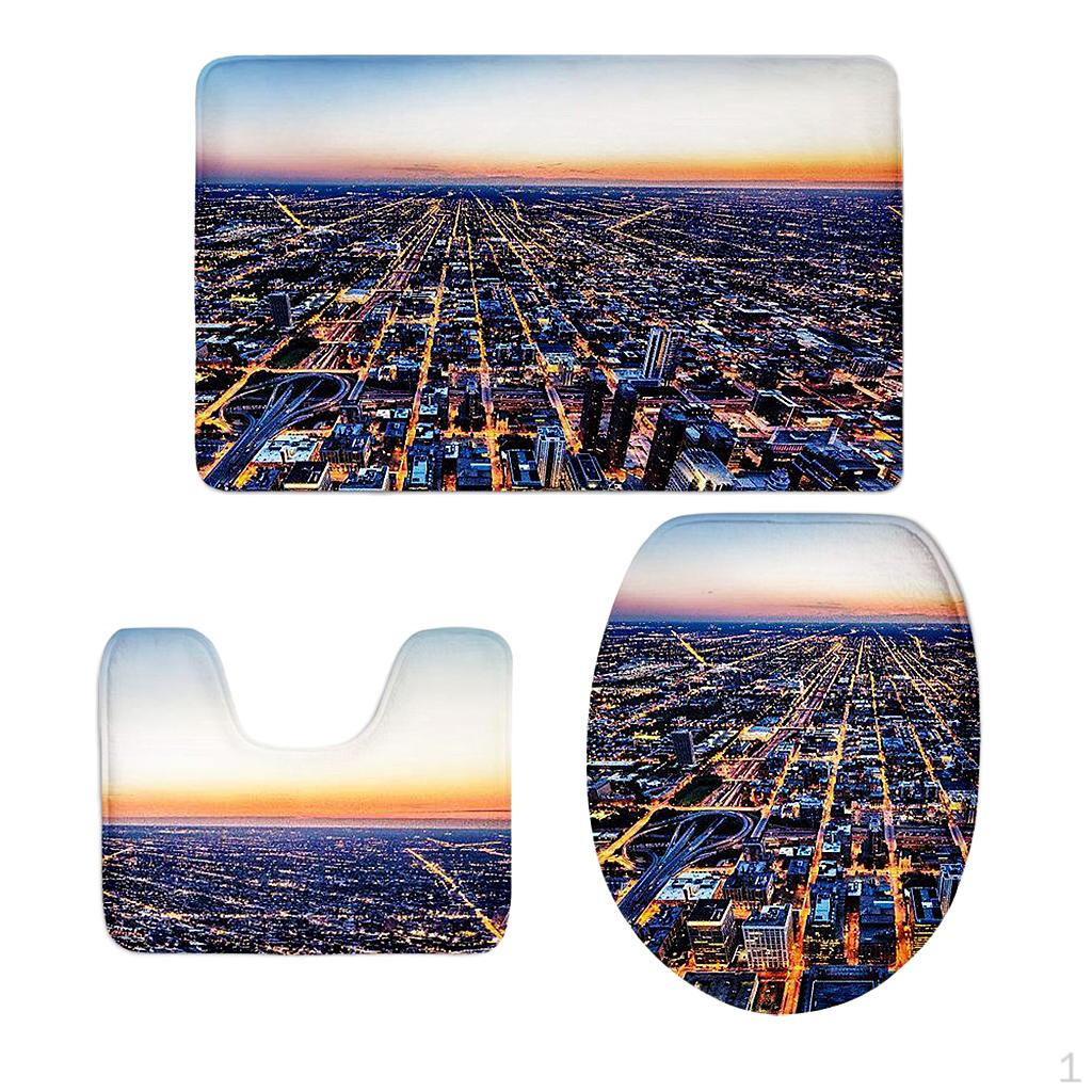 

Комплект фланелевых ковриков для ванной комнаты, коврик для ванной, крышка унитаза, 3 шт. Night View 1