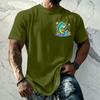 Men's Vintage Textured Print Short Sleeve T Shirt Loose Fit Casual Summer Daily Wear Top with Graphic Fish Design