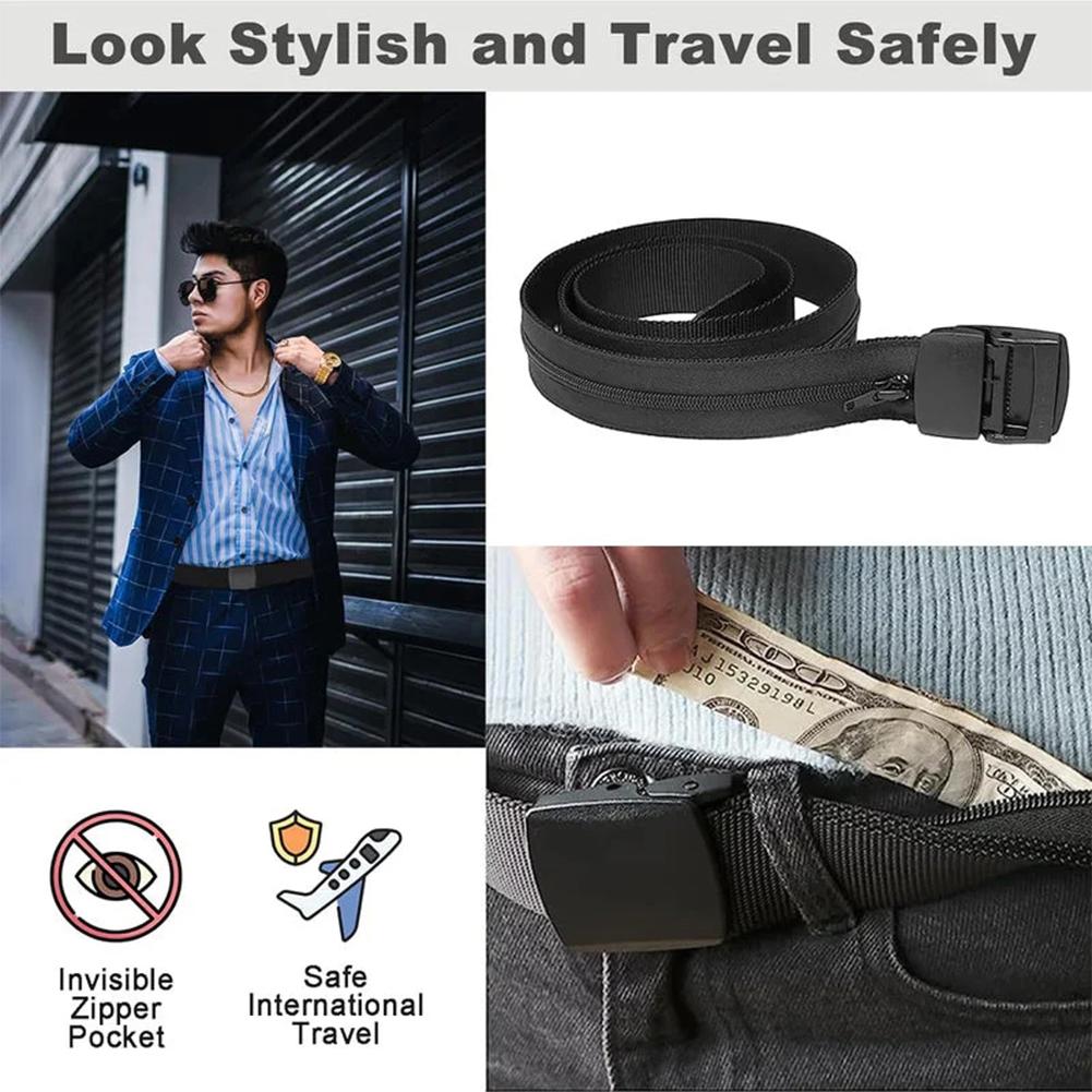 Travel Security Money Belt Cash Anti-Theft Waistband Zipper Hidden Money Belt Adjustables Waistbelt For Secret Pocket Waist Stra