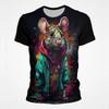 Interesting Animal Graffiti Art Graphic 3D Printing Men's Round Neck Short Sleeved T-shirt