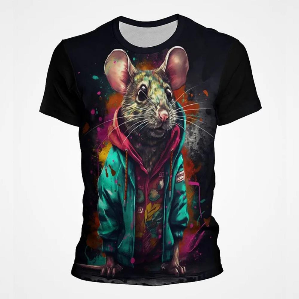 Interesting Animal Graffiti Art Graphic 3D Printing Men's Round Neck Short Sleeved T-shirt