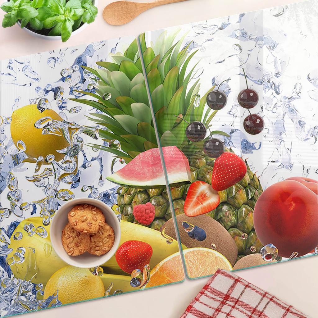 Decorative Glass Chopping and Serving Boards for Fruit and Water 2x40x52 cm
