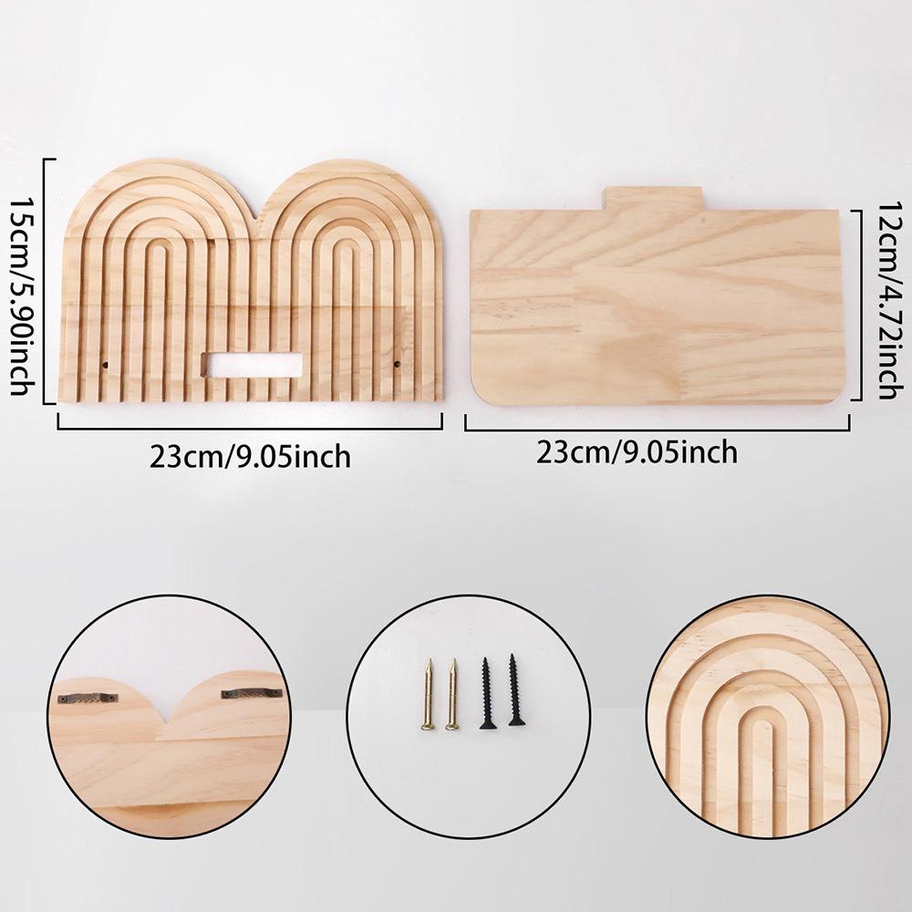 Threaded Construction Wall Mounted Shelves Wooden Material Arched Wall Shelves  Wall Decoration