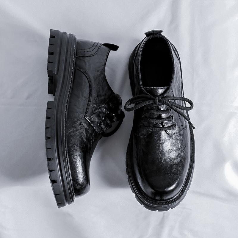 Fashion Green Leather Classic Men's Casual Shoes High Quality Red Men's Thick Sole Leather Shoes Brogue Retrol Business Shoes for Men