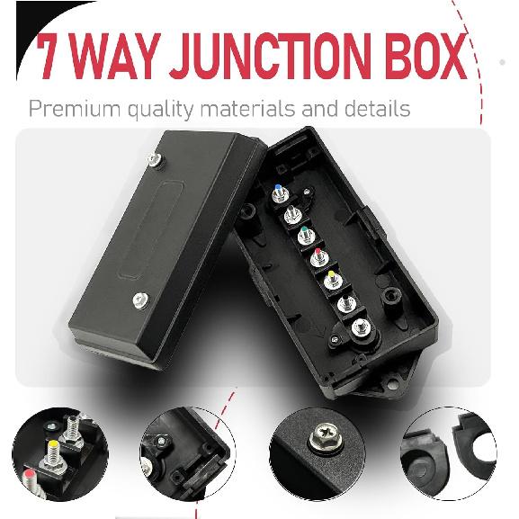 7 Pin Trailer Junction Box - Waterproof 7 Way Trailer Wiring Junction Box For Rewiring RVs, Campers & More - Tidy Your 7 Pin Trailer Wiring Harness,