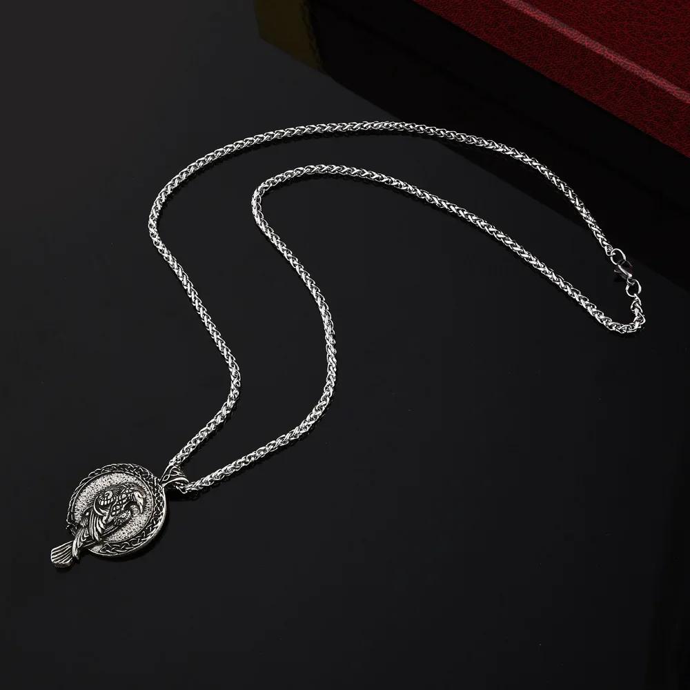 1PC Amulet Necklace Men's Pendant Blackbird Celtic Crow Hip Hop Trend Necklace Men's Fashion Jewelry Necklace