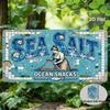 D Flat Vintage Metal Wall Sign Featuring a D Plate Design of Sea Salt And Ocean SnacksPerfect for Coastal Nautical Kitchen