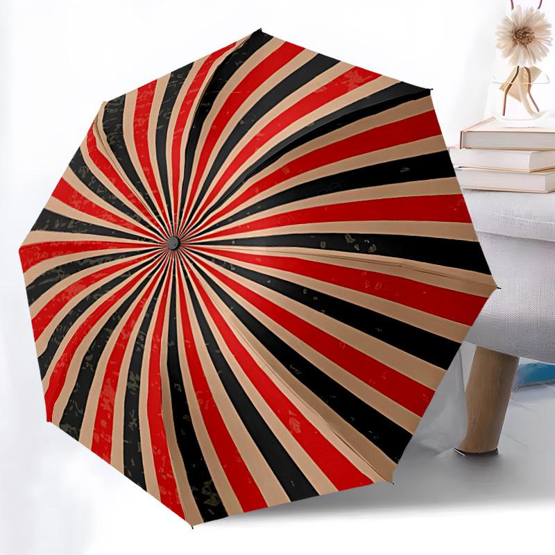 1pc Sunburst Pattern Automatic Folding Umbrella - Design, Durable Iron Frame for Travel, Outdoor, Beach Fashion Accessory a0920041