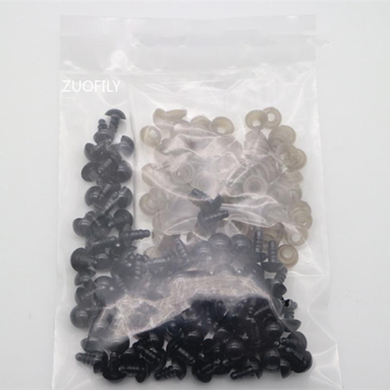 6-14mm Black Plastic Safety Eyes for DIY Crochet Doll Decoration DIY Craft Kit Plush Toy Soft Toy Doll Eyes Accessories 100Pcs