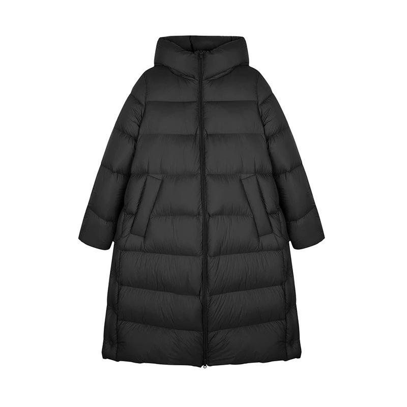 Long thickened white duck down big quilt down jacket women's winter puffs loose couple bread jacket