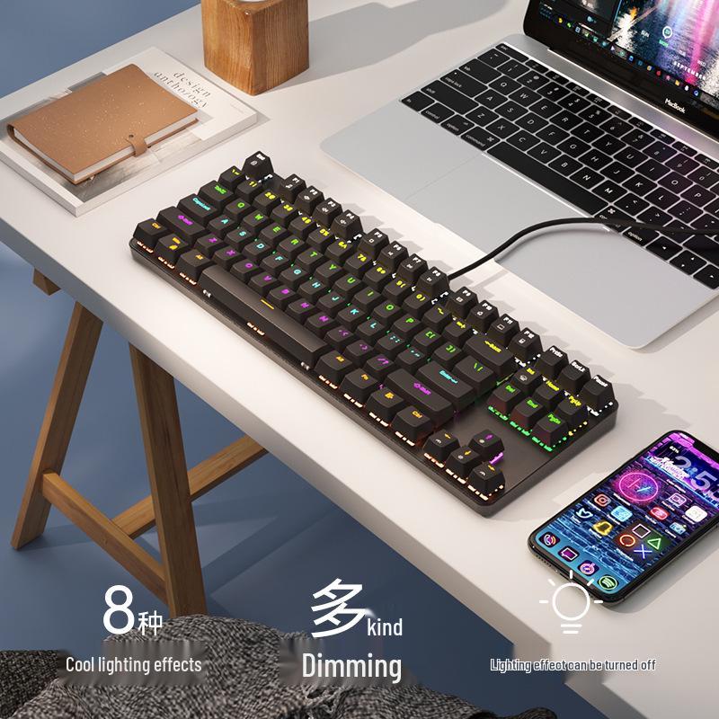 BOW 87-Key Hot-Swappable Mechanical Keyboard with Brown & Red Switches for Gaming & Office.