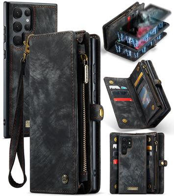 For Samsung Galaxy S22 Ultra 5G CaseMe-008 Detachable Multifunctional Horizontal Flip Leather Case