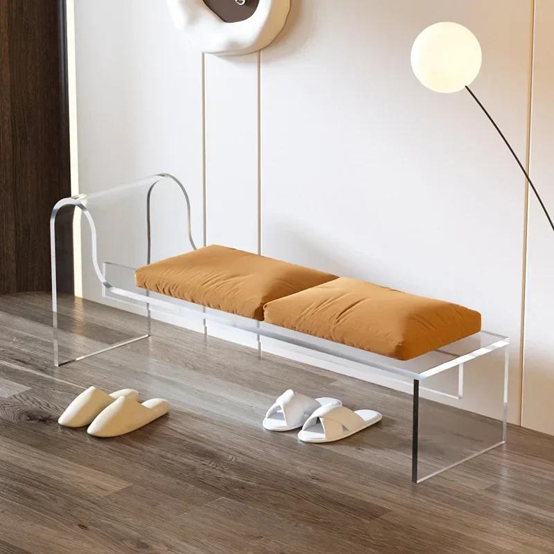 Acrylic Furniture Bench Stool Nordic Home Doorstep Transparent Shoe Changing Stools Bedroom Cloakroom Minimalist Makeup Chair