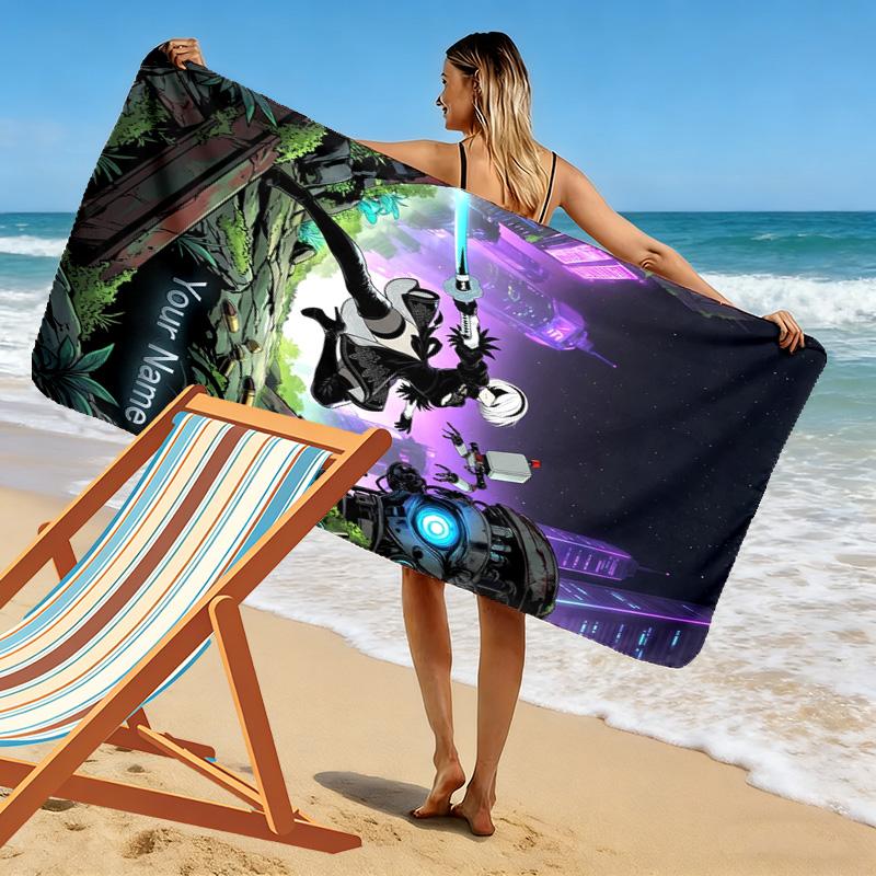 Name Custom NieR Automata 2B Print Beach Towel, Large Soft Quick Dry Towel for Beach Camping Swimming