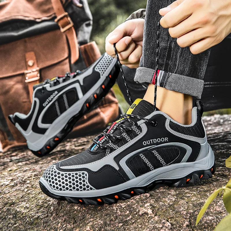 Herren Atmungsaktive Wanderschuhe Outdoor Trail Trainer Schnürschuhe Kletterschuhe Rutschfeste Trekkingsneaker Jagd Taktische Stiefel