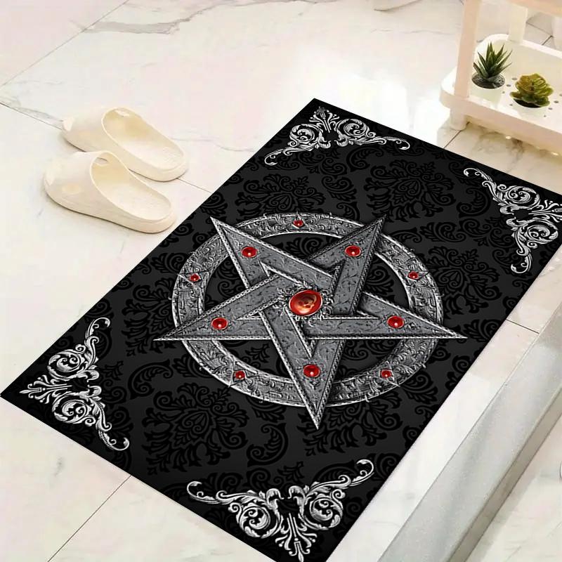 1Pc Gothic Star Rug, Office Carpet Indoor Outdoor Doormat, Non-Slip, Comfortable, Living, Christmas Halloween,  Xmas Gift G1314