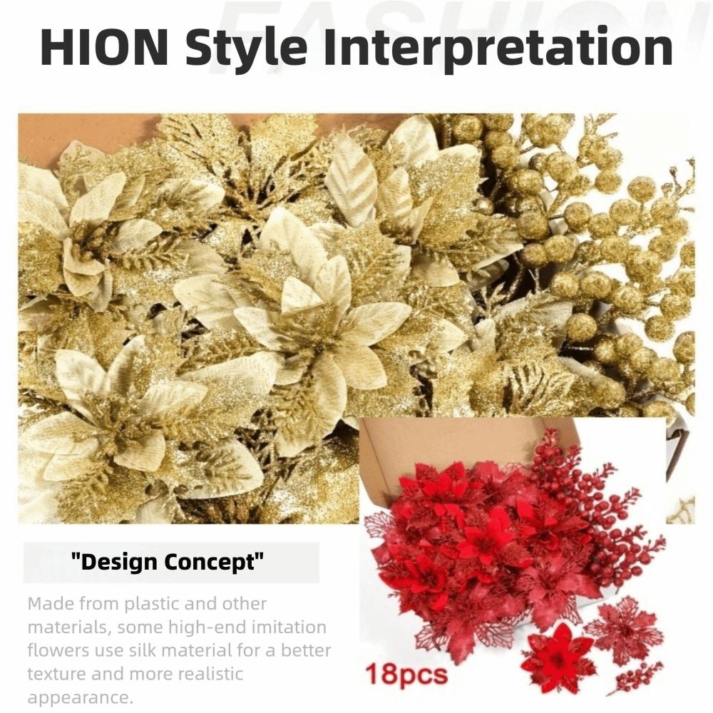 A Set Three Floors Artificial Flowers Sequins Glitter Berry Bouquet Multiple Colors Available Sparkling