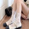Transparent Mesh Flower Socks Thin Floral Tulle Socks Lolita Lace Sock for Women  Female