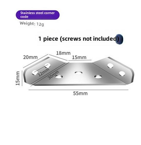 

Кронштейн з нержавіючої сталі з прямим кутом 90° для меблів та деревини