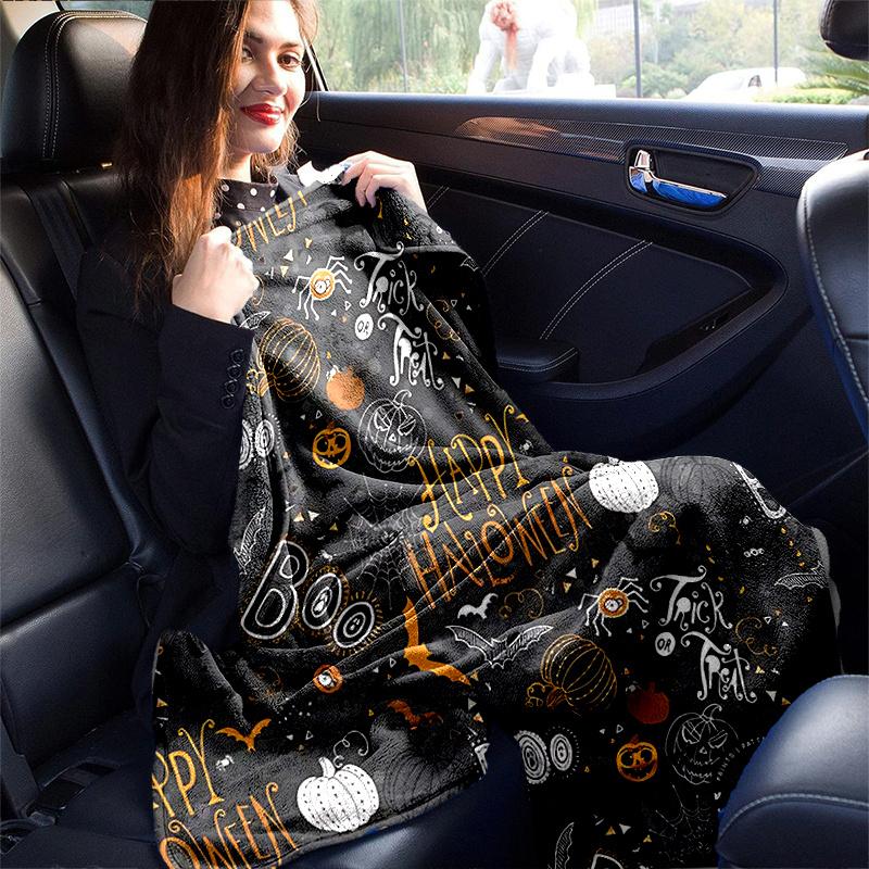 1pc Happy Halloween Soft, Decorative Blanket, Living Room, Travel, Camping, Car Blankets, Beach