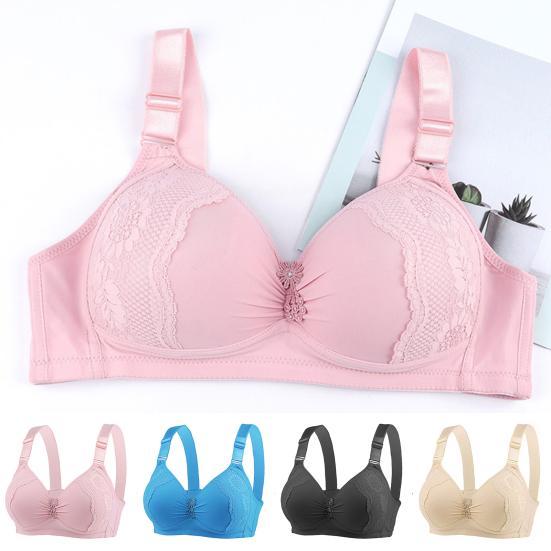 

Женские регулируемые бретельки Тонкий бюстгальтер с полной чашкой Бесшовный анти-провисающий пуш-ап беспроводной кружевной декор бюстгальтер