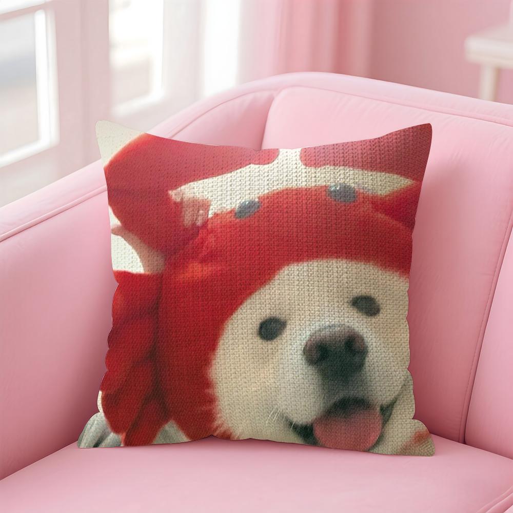 Funny Cute Dog Cat Cushion Cover Natural Linen Pillow Case Double-Sided Print Decorative Sofa Pillowcase Home Decor Gift
