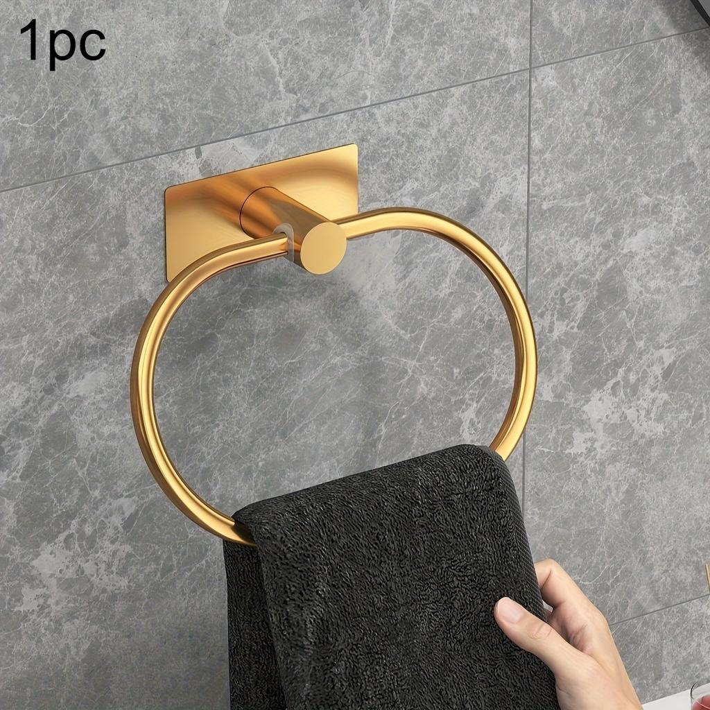 Handtuchhalter aus Edelstahl, selbstklebend, für Badezimmer, Handtücher, schwarz, Waschhandtuchhalter, Ring, Schiene, Bar, Aufbewahrungszubehör für die Küche