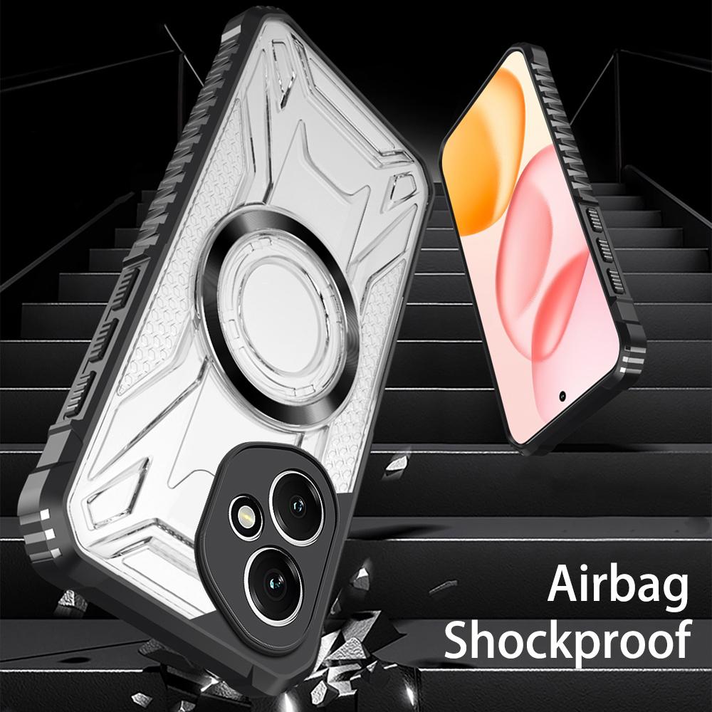 KEYSION Transparent Magnetic Case for Honor 400 Pro 5G Silicone+PC Heavy Duty Shockproof Phone Cover for Huawei Honor 400 Lite