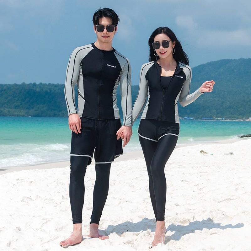 Women Men UV Protection Rash Guard Set Long Sleeve Top Pants Quick Dry Swimwear Snorkeling Surfing Swimming