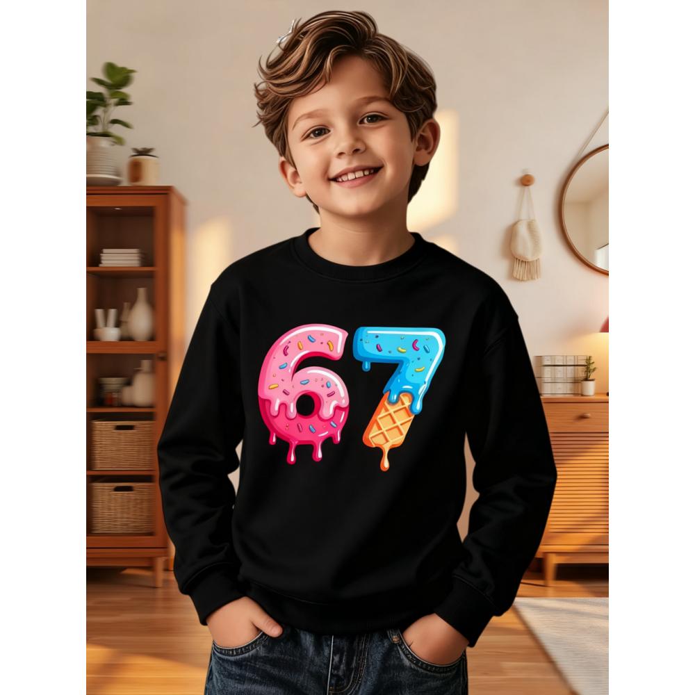 6 7 Meme Kids Sweatshirts Funny Digital Graphic Hoodie Casual Long Sleeve Top Loose Comfortable Streetwear Fashion Boys Clothes
