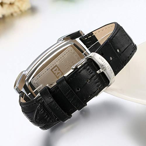 JEWELRYWE Men's Watch with Leather Strap, Antique Design, Popular, 3ATM Water Resistance, Calendar, Roman Numerals, Analog, Japanese Quartz Movement,