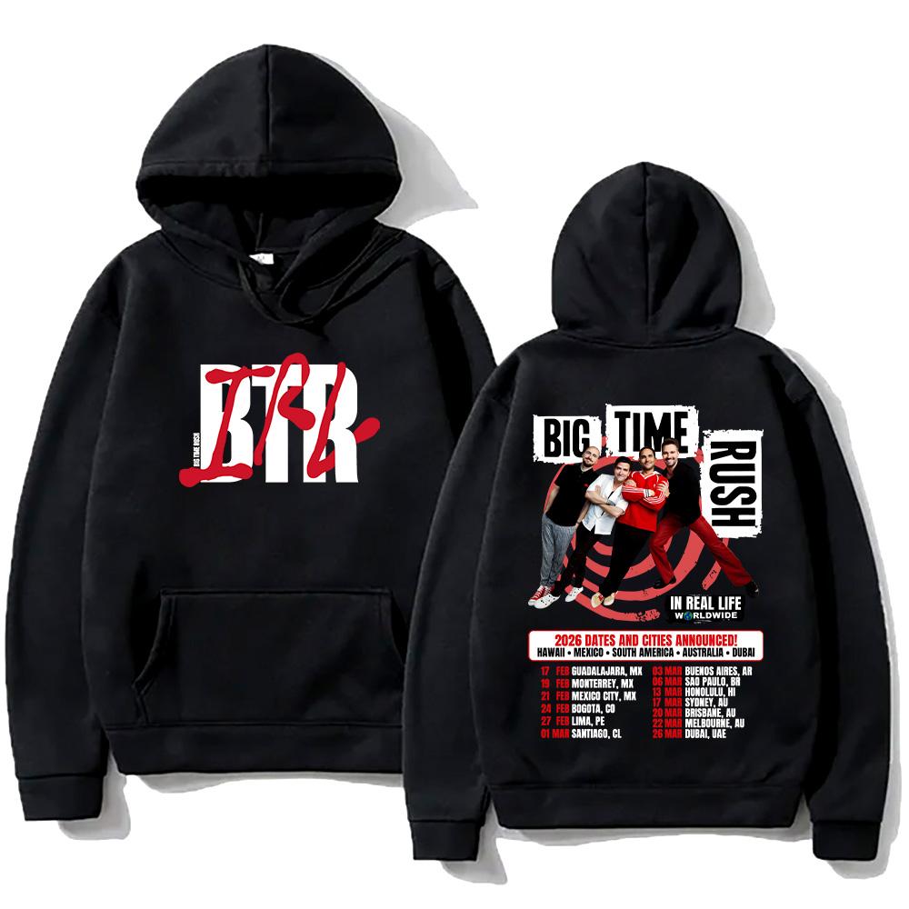 

Big Time Rush Pullovers BTR in Real Life Worldwide 2026 Tour Hoodies Fall New Women Men Long Sleeve Sweatshirt High Street Hoody XXXL чорний
