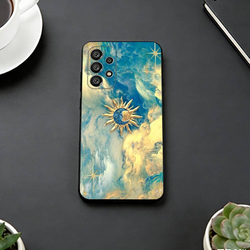 

Funny S-Sun Moon Face Phone Case For Samsung S25,S24,S21,S22,S23,S30,Ultra,S20,Plus,Fe,Lite,Note,10,Black Cover Samsung S30plus5G