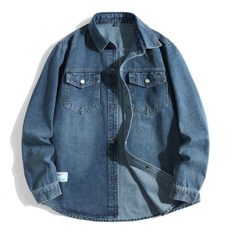 

Мужская джинсовая рубашка Cozy Up с длинными рукавами и двойными карманами 3XL синий