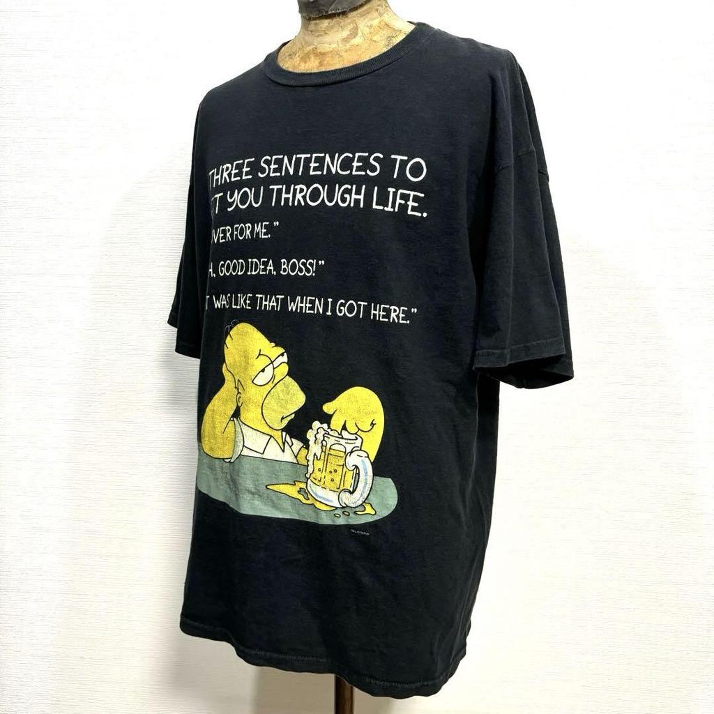 [USED] Rare 90s Simpsons T-shirt, size XL, black, anime, message, vintage
