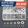 260pcs/95pcs Lock and Flat Washer Assortment Kit Stainless Steel M3 M4 M5 M6 M8 M10 Spring Lock Washers and Flat Washers Set
