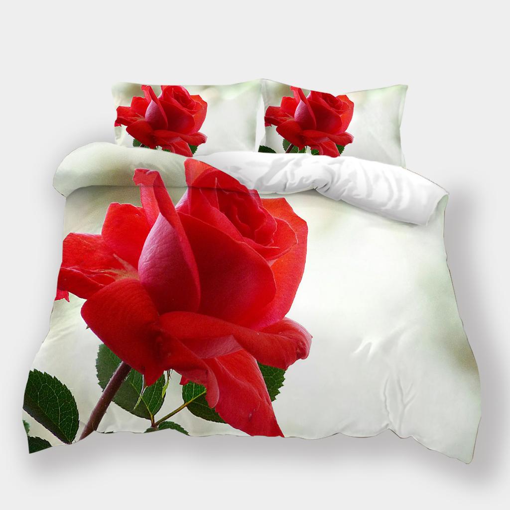 3D tištěné květinové povlečení, dámské a dívčí péřové přikrývky a povlaky na polštáře, 2/3dílná manželská postel King Queen v plné velikosti dárek povlak na přikrývku