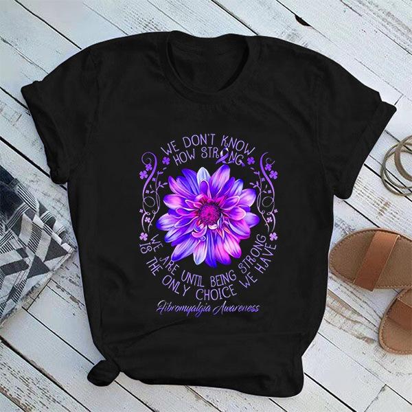 European American Purple Flower Print T-shirt Short Sleeve Harajuku Style Creative Pattern Top Casual Summer polyester fabric