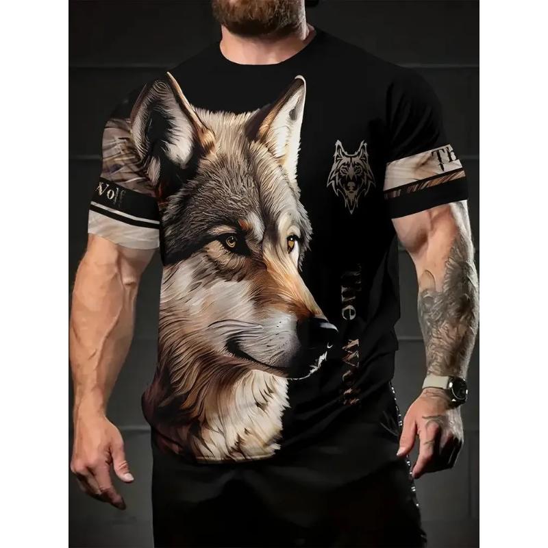 Mode Dames Ronde Hals Korte Mouw 3D Dier Kleurprint Dier Korte Mouw Ronde Hals T-shirt